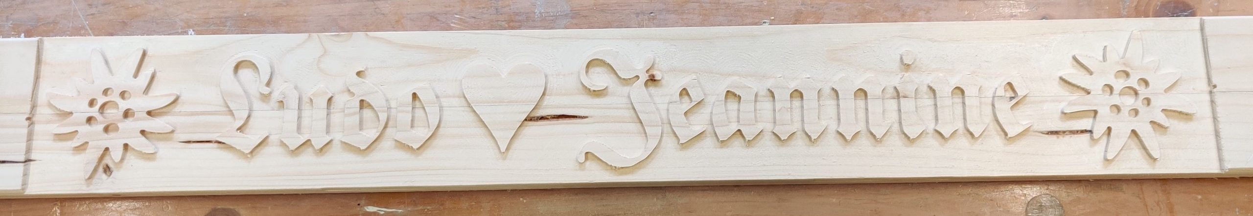 Wood engraved with the CNC router